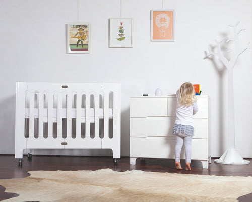 alma papa convertible folding cot bed + mattress